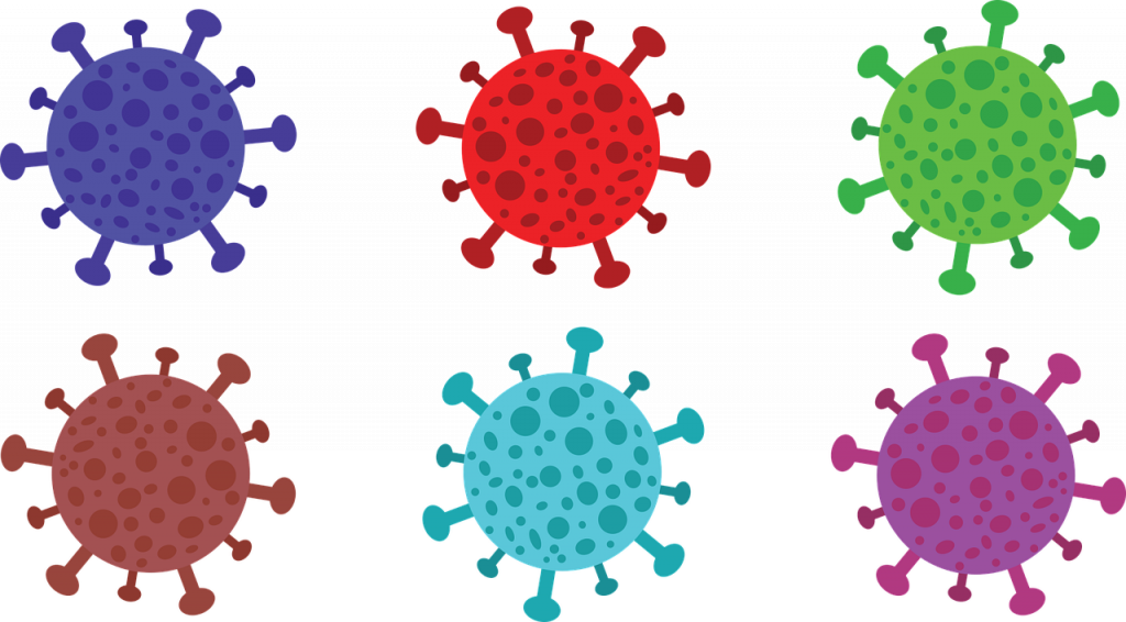 תמונה של חיידקי קורונה צבעוניים